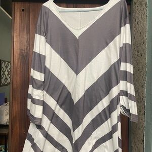 Striped Gray and White Women's Top